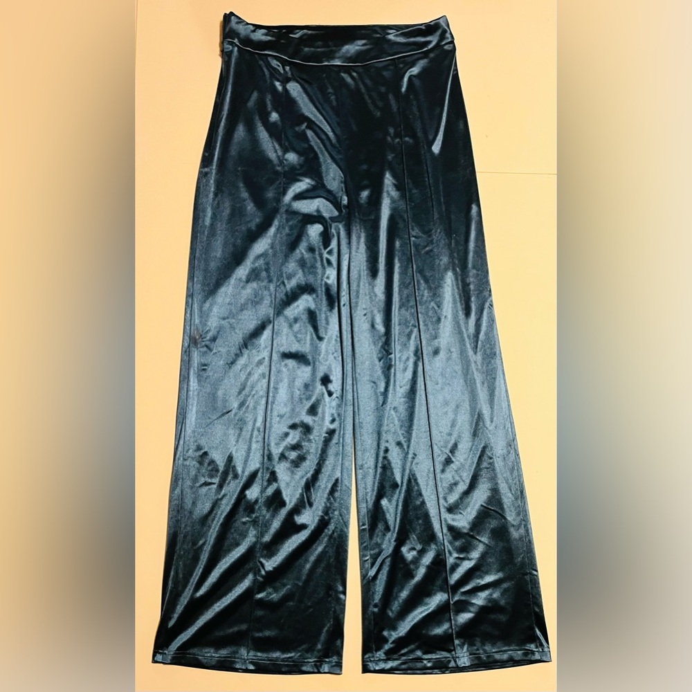 Elegant Teal Satin Pants